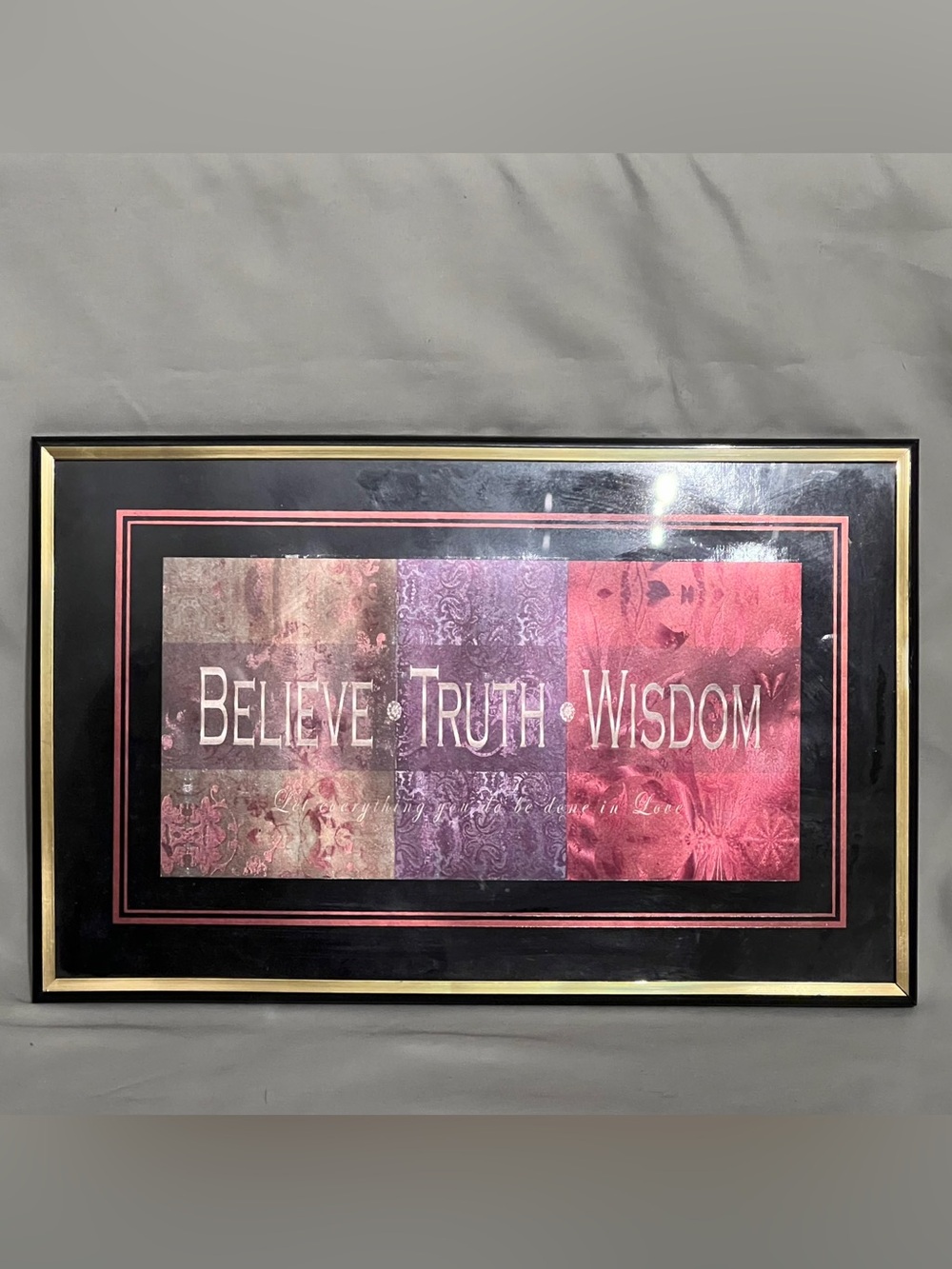 Believe Truth Wisdom Wall Art Print in Purple and Pink